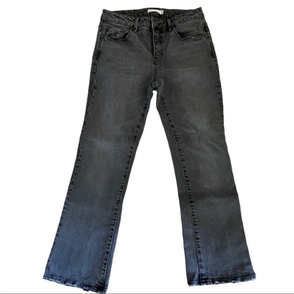 Anthropologie Unpublished Unisex Black Mid-Rise Straight Leg Raw Hem Size 28